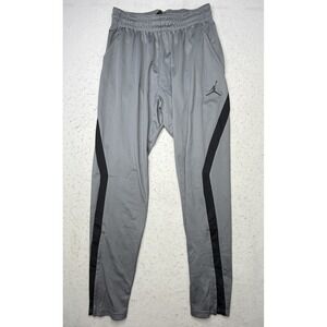 Jordan Pants Mens L Gray Dri-FIT Track Joggers Striped Basketball GREAT SHAPE
